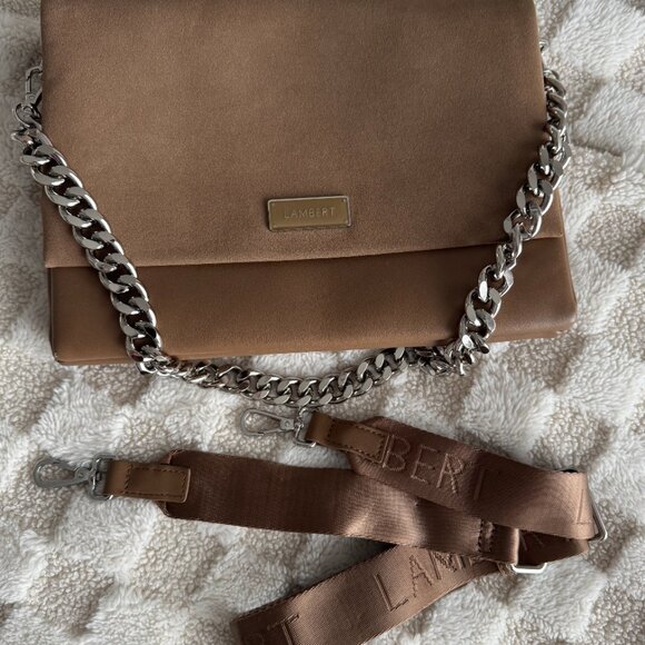 LAMBERT | The Victoria - 3-In-1 Metro Vegan Microsuede Handbag | Brown - Picture 8 of 14